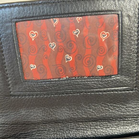 Brighton Black Leather Vintage Croc Embossed Clutch Shoulder Bag - Picture 8 of 13